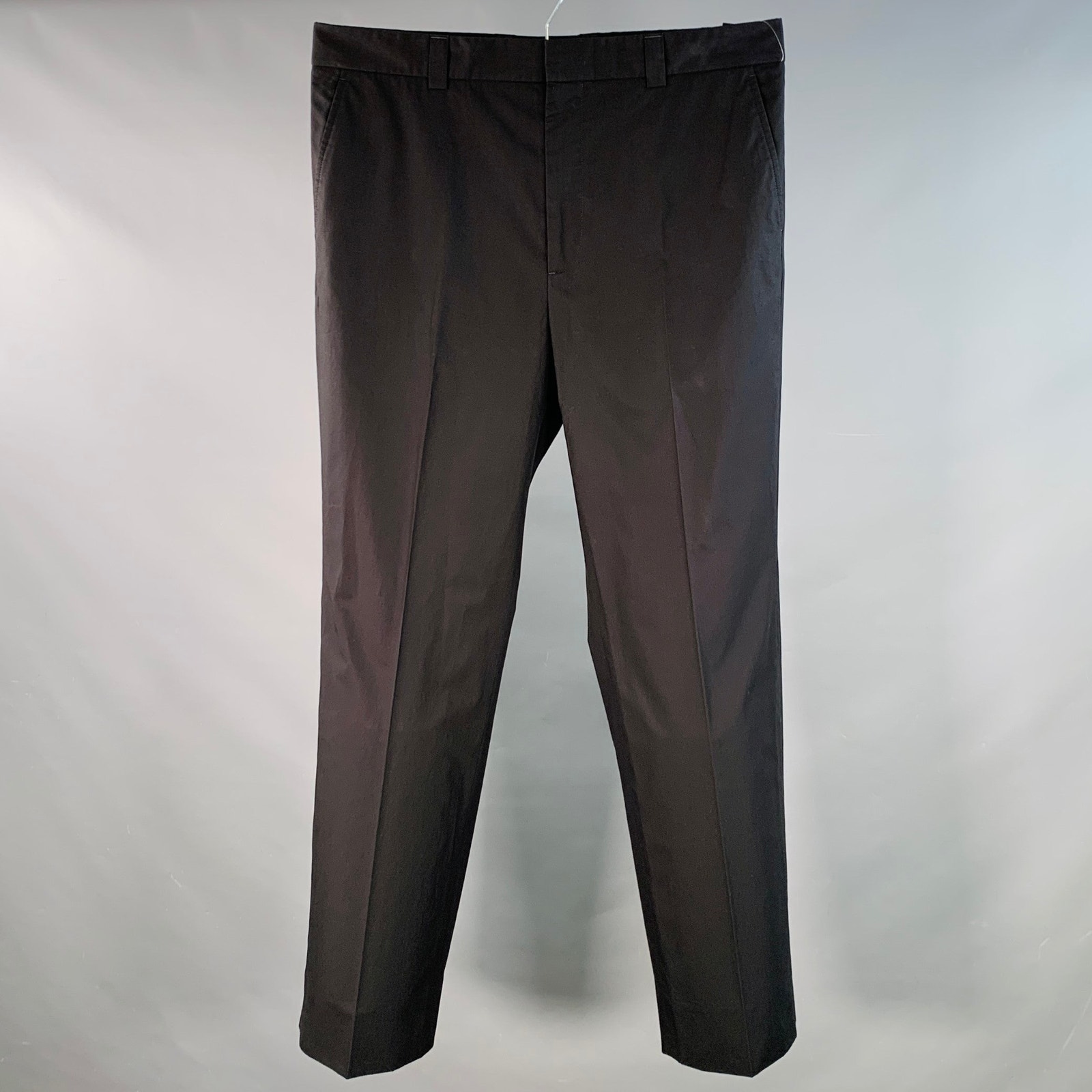 Gucci Size 36 Black Cotton Flat Front Casual Pants